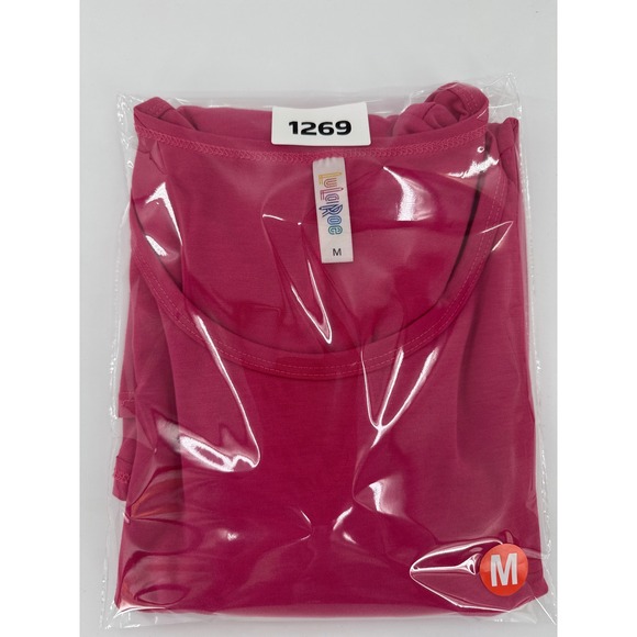 LuLaRoe Womens Medium Pink Long Sleeve Scoop Neck High Low Tunic Top Solid Soft - Picture 5 of 5